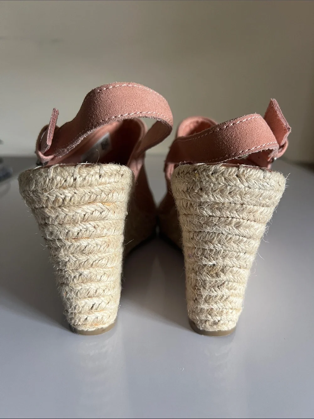 Toms Pink Suede Espadrille Wedge Sandals Size: W8